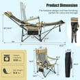 thumbnail image 2 of Heavy Duty Camping Recliner Chair with Removable Foot Rest, Foldable Lounge Chair for Adults, 2-in-1 Adjustable Backrest, Storage Bag Cup Holder, 330LBS Capacity Outdoor Beach Chair, Khaki, 2 of 5