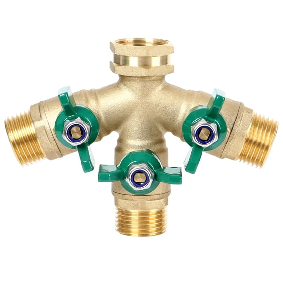 STYDDI Full Flow 3-Way Garden Hose Splitter, Solid Brass High Volume 3 Way Hose Splitter Valve with Metal Handle, Heavy Duty High Flow Spigot Splitter with Shut off Valve