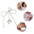 thumbnail image 3 of Unique Bargains 1 Pc Handbag Charms Keychains Faux Pearl Heart Bag Accessories White Silver Tone, 3 of 5