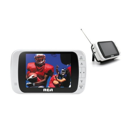 RCA DHT235A (NEW) WHITE Mini 3.5" Portable LCD TV ( external antenna plus AC/DC are with RF modulator convertor included to connect external Antenna to TV in case living far from TV stations Towers).