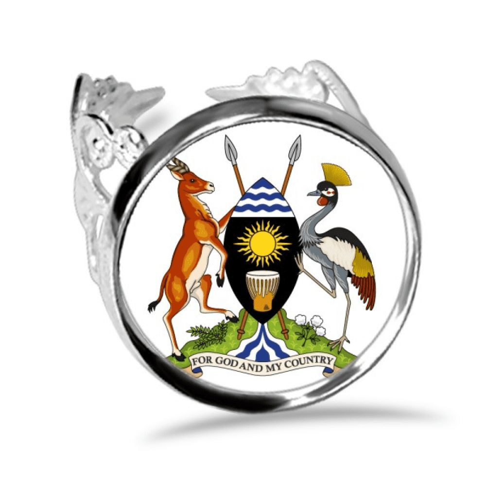Uganda Africa National Emblem Ring Adjustable Love Wedding Engagement