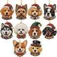 thumbnail image 2 of Pearl Diamond Art Christmas Ornaments Set of 10 Dog-Themed Hanging Decorations, Diy Craft Kit for Dog Lovers, 2 of 6