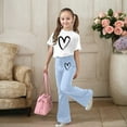 thumbnail image 2 of 2 Piece Sets for Girls Short Sleeve Heart T-Shirt Top and Flared Pants Sets Girls Spring Clothes for Teens 12-13 Years, 2 of 5