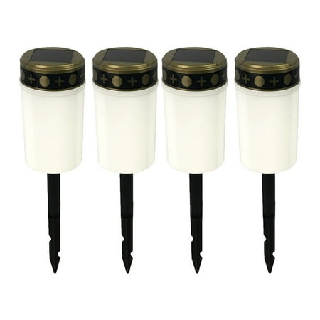 

Dasbsug 4Pcs Solar Cemetery Light Grave Memorial Candle Lamp Energy Saving Waterproof LED Candle Lamp for Memorial Decoration
