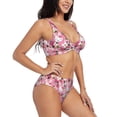 thumbnail image 2 of Wukai Rose Rabbit Women's Bikini Set Two Piece,wimsuit High Waisted V Neck Twist Front Adjustable Spaghetti Straps Bathing Suit-Small, 2 of 7