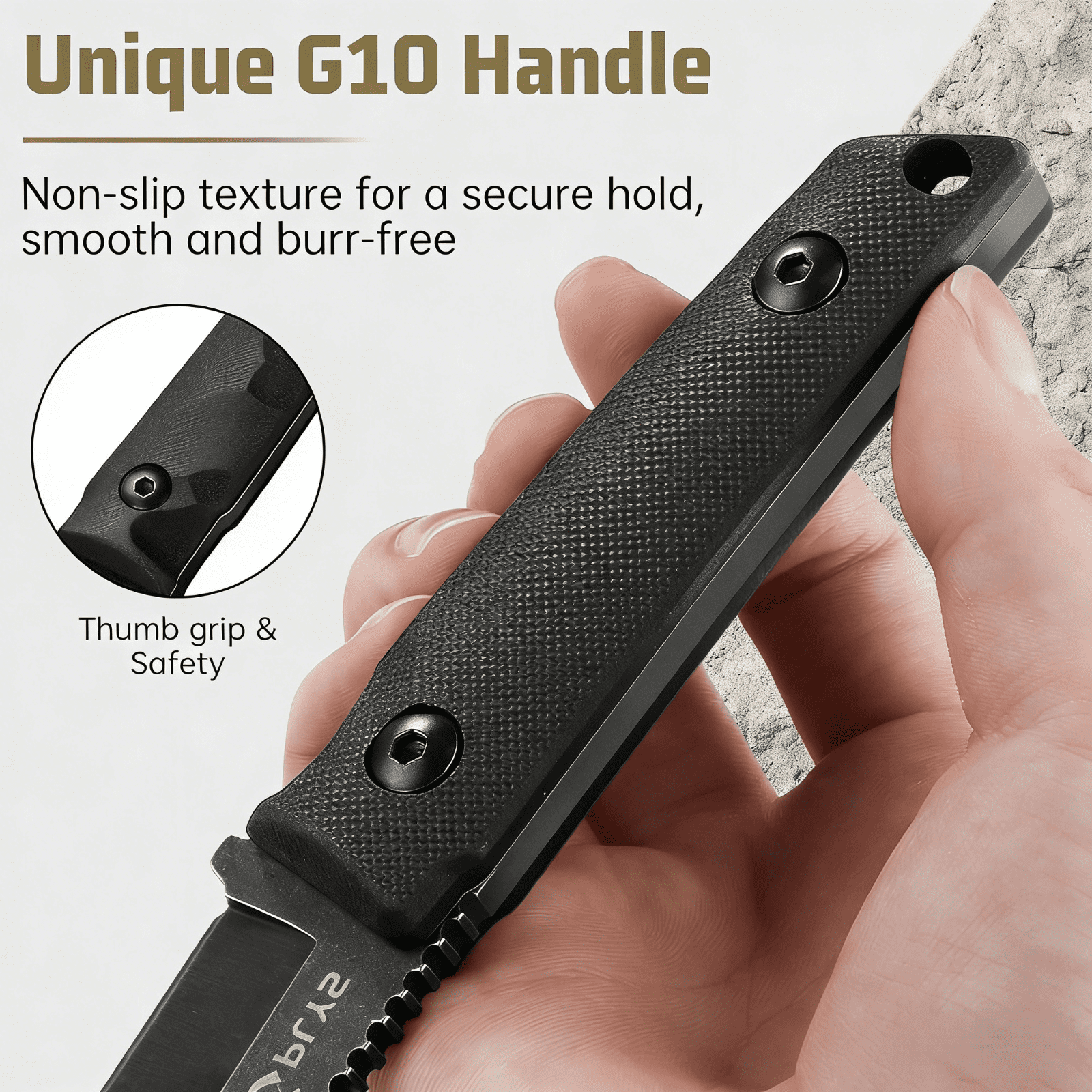Plys 3.8 inch Fixed Blade Camping Knife, Full Tang Outdoor Tactical Knives with Kydex Sheath, Hunting Hiking Essentials Gear