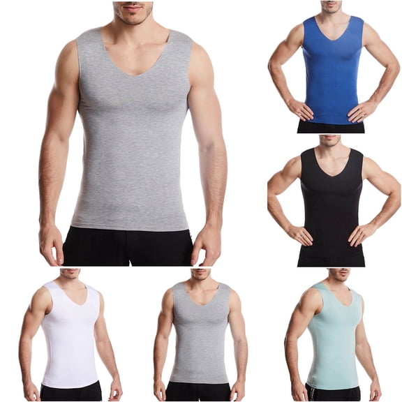 Mens Tank Tops Summer Qiggri Men's V Neck Sleeveless Tank Top Slim Fit Undershirt Basic Casual Workout Vest