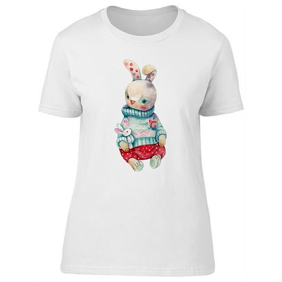 Bunny In Sweater Watercolor T-Shirt Women -Image by Shutterstock, Female Medium