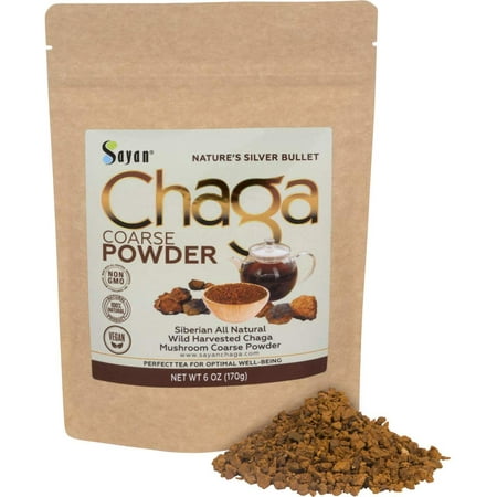 Sayan Siberian Raw Ground Chaga Powder 6 Oz (170g) | Wild Forest Mushroom Tea | Powerful Adaptogen Antioxidant Supplement | Support for Immune System, Digestive Health and Helps Inflammation