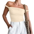 thumbnail image 2 of Womens Off The Shoulder Top Sleeveless Slim Fit Stretchy Tank Top Y2k Casual T Shirts, 2 of 6