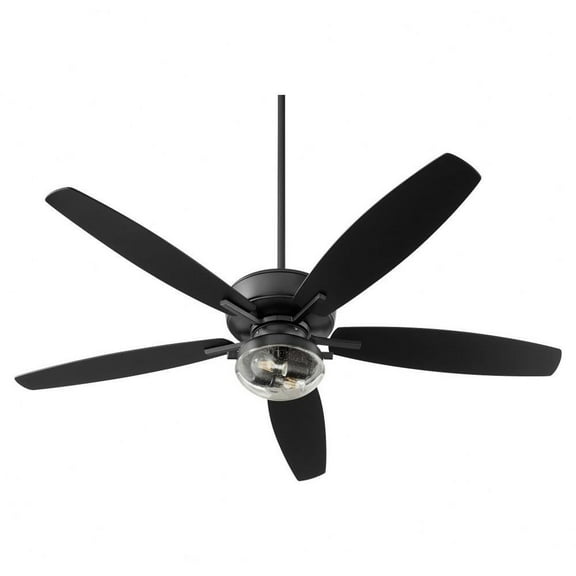 5 Blade Ceiling Fan with Light Kit-18.64 inches Tall and 60 inches Wide-Textured Black Finish-Matte Black Blade Color Bailey Street Home