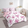 thumbnail image 3 of Homewish Female Men Pink Flowers Twin Bedding Sets 7-Piece,Kawaii Bow Bedding Comforter Set Microfiber,Dreamy Princess Breathable Sheet Sets,Luxury Bedroom Decor,Reversible, 3 of 8