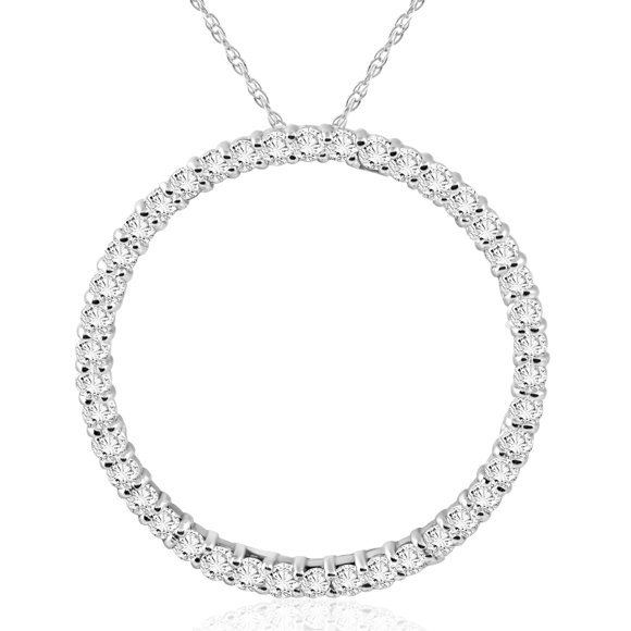 3/4ct Circle Diamond Pendant 14K White Gold Eco Friendly Lab Created