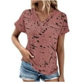 thumbnail image 2 of ALLLIST Summer Tops for Women Red Button Short Sleeve Graphic V-Neck T-Shirts Ladies Tops and Blouses XXL, 2 of 5