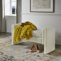 Weston Home Modica Upholstered Ivory White Boucle Bench, Large