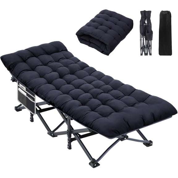 Cots for Sleeping, Camping Cots for Adults with Mattress Max Load 450 LBS Heavy Duty Folding Portable Bed with Padded for Camping Tent Office Outdoor Travel Sleep Over