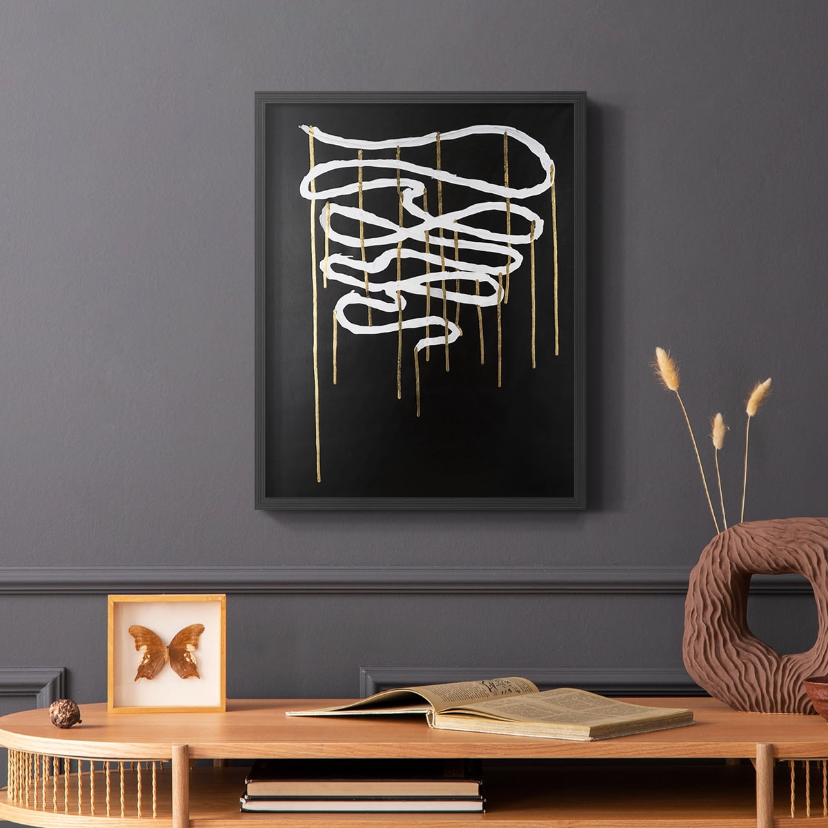 Weeping Ribbon II Framed Print in Black Solid Wood 22 x 28 Framed Print