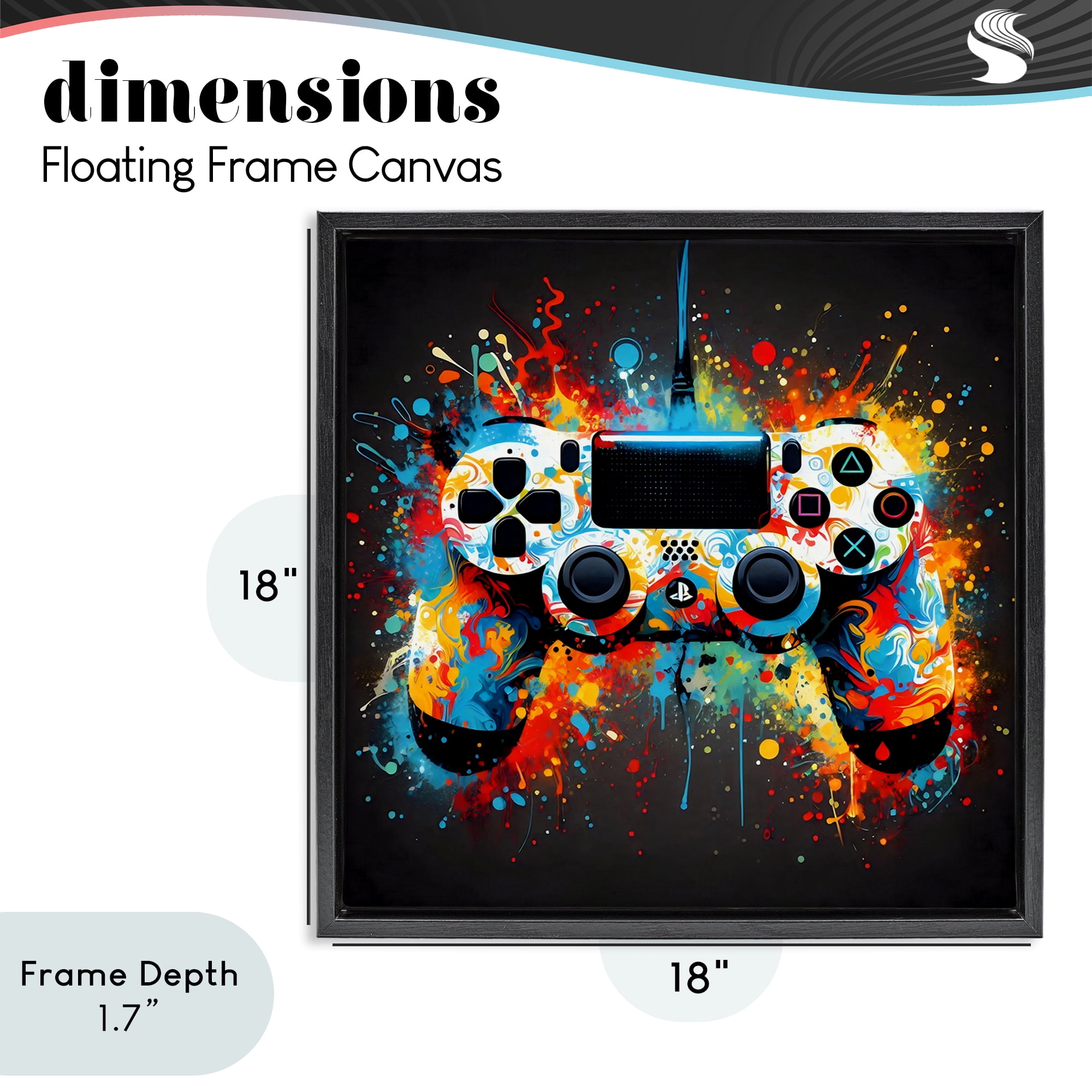 Stupell Industries Colorful Controller Swirl Black Framed Floater Canvas Wall Art, design by Creative Studio