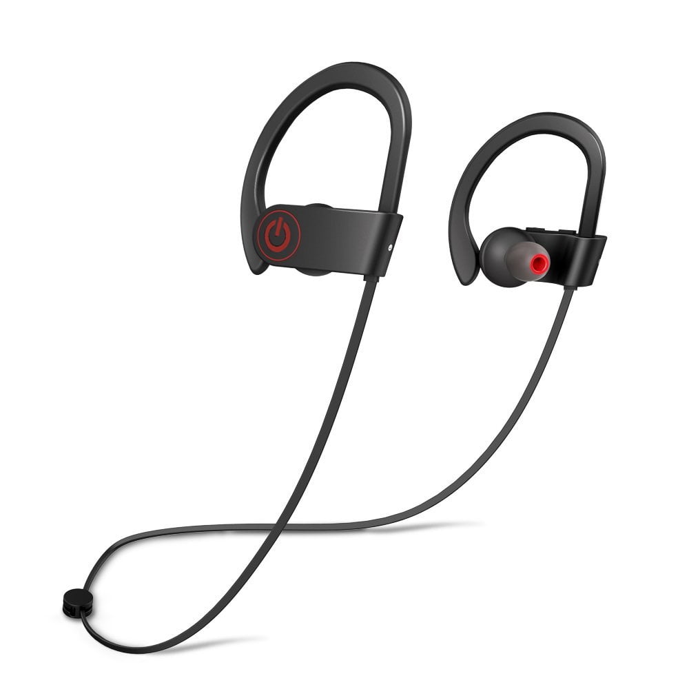 Wireless Bluetooth Neckband Headphones, Silicone Ear Sport Earphones with Ear Hooks, Noise