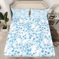 thumbnail image 2 of Manfei Adults Blue Flowers 4pcs Bed Sheets,Chic Floral Blossoms King Sheets,Spring Garden Super Cozy Sheet Set,Luxury Bedroom Decor, 2 of 7
