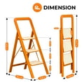 thumbnail image 2 of ToolArtess 3 Step Ladder Folding Step Stool with Wide Anti-Slip Pedal, Aluminum Portable Step Ladders for Home, 580 lbs Capacity, Orange, 2 of 6