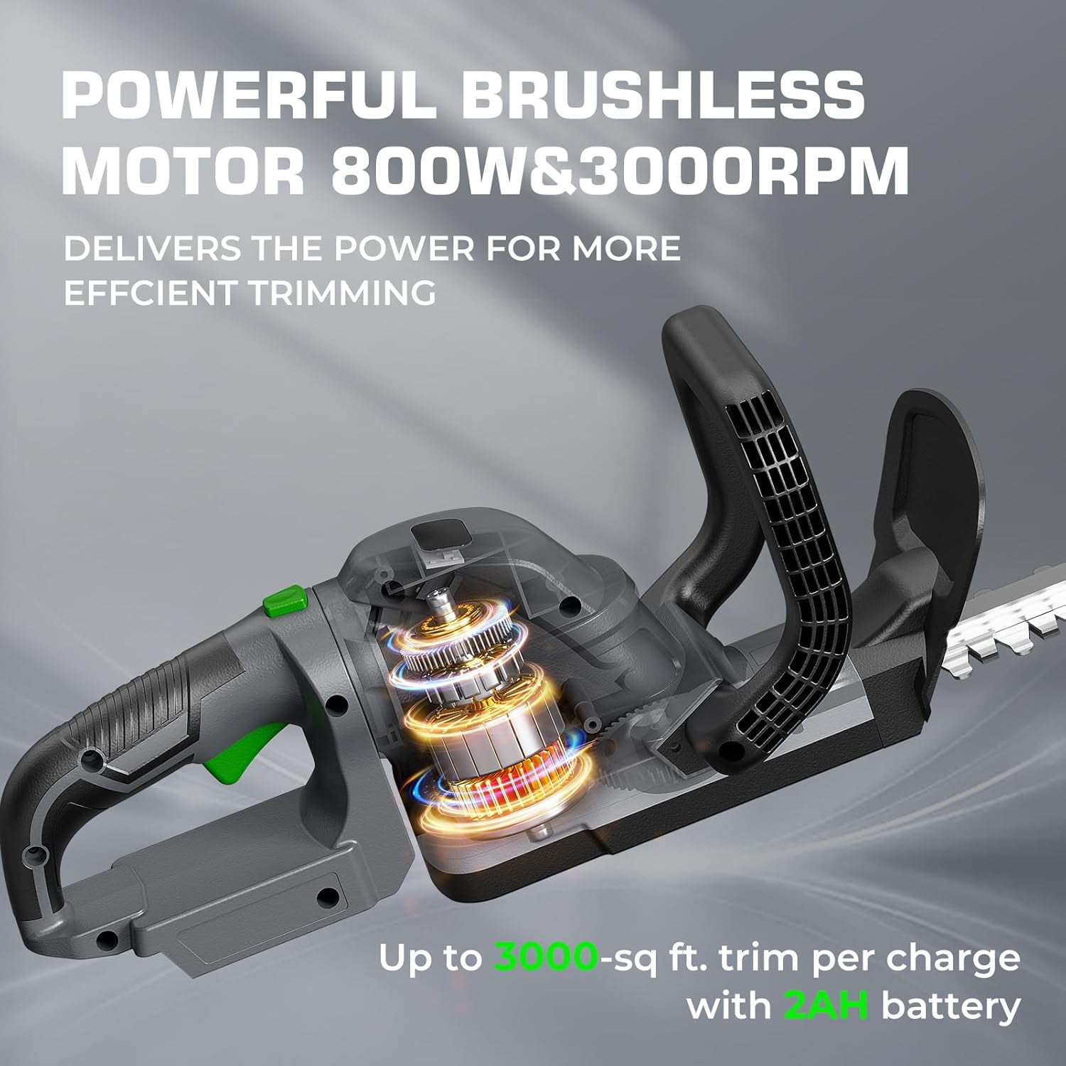 20-Inch Cordless Hedge Trimmer with Dual Action Blades and 180 Rotatable Handle for Garden Shaping