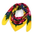 thumbnail image 2 of NMMUED Women's Vintage Floral Headscarf 43.3" Large Square Shawl Wrap Elegant Neck Scarf Hair Accessory Yellow One Size, 2 of 8