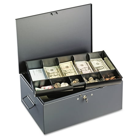 SteelMaster Extra Large Cash Box with Handles, Key Lock, Gray -MMF221F15TGRA