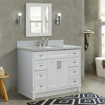 49 in. Single Rectangle Sink Vanity with Granite Top, White & Gray