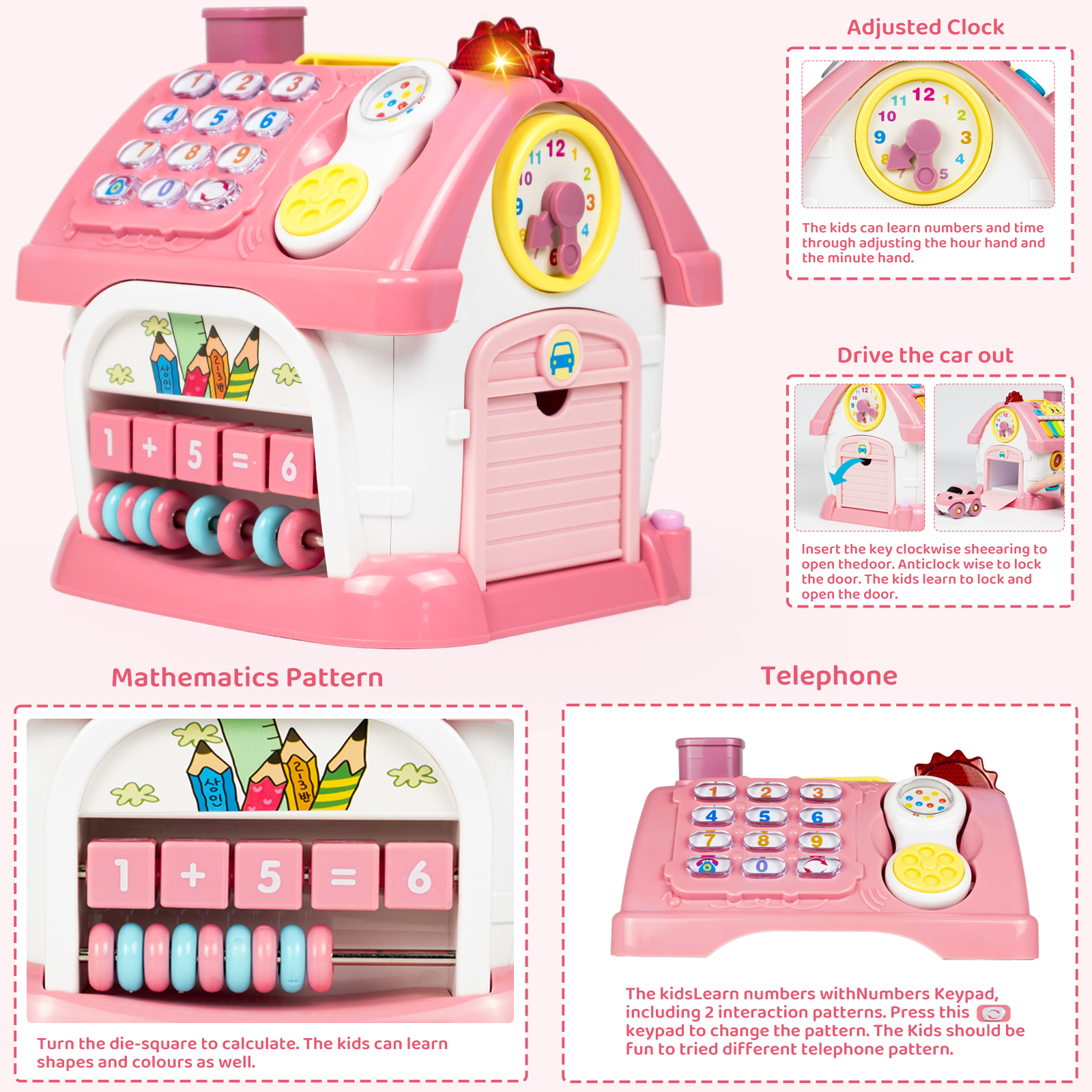 Marstone Toys for 1+ Year Old Girl Gifts, 8-in-1 Montessori Toddler Toys House with Learning and Playing, Christmas and Birthday Gifts for Kids Aged 1-2