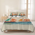 thumbnail image 3 of Twin Quilt Set 68''x86'', Nautical Boat Lightweight Summer Bedspread Coverlet Set with 2 Pillow Shams, Coastal Sailing Ship Ocean Painted Sea Breathable All Season Quilt Bedding for Dorm/Bedroom, 3 of 9