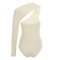 thumbnail image 3 of Timegard Womens Bodysuit 1 Shoulder Skinny Rompers 1 Piece Irregularly Cutout Long Sleeve Outfits, 3 of 4