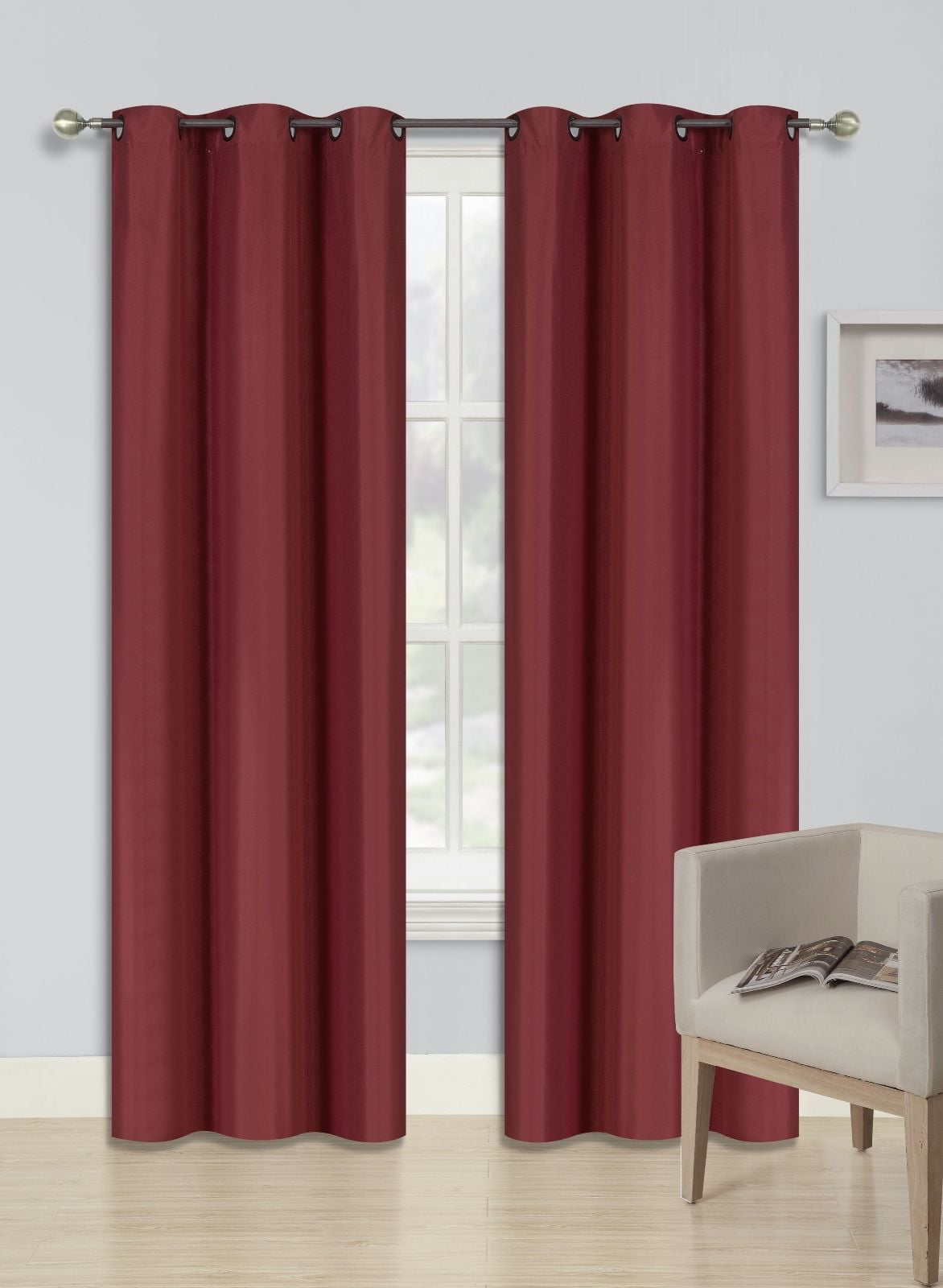 INSULATED FOAM LINED THERMAL BLACKOUT GROMMET WINDOW CURTAIN PANEL 1PC BURGUNDY 