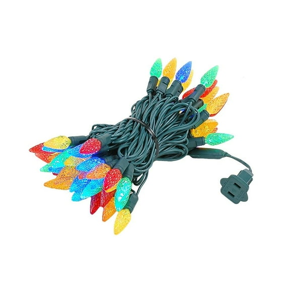 Novelty Lights Multicolored True Twinkle (100% Twinkle) C6 LED Christmas String Lights 70 Strawberry Bulbs (Green Wire, 24 Feet)