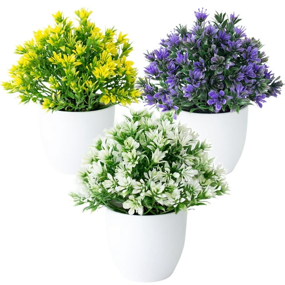 Sunjoy Tech Fake Plants, Artificial Mini Potted Plants, Artificial Plants for Home Decor Indoor Faux Plants in Pots Topiary Shrubs for Bathroom Decoration
