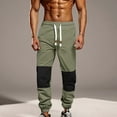 thumbnail image 2 of Men's Sweatpants Casual Color Blocked Drawstring Elastic Waist Jogger Exercise Pants With Side Pockets (S, Green), 2 of 5