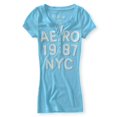 thumbnail image 2 of Aeropostale Womens 1987 Nyc Henley Shirt, Azul, Small Aeropostale henley, 2 of 2
