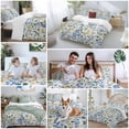 thumbnail image 6 of Blue Yellow Floral Spring Bedding 3 Piece Duvet Cover Set California King, Green Pastoral Summer Botanical Soft Microfiber Comforter Cover with Zipper Closure & Pillowcases, FadeResistant Quilt Cover, 6 of 9