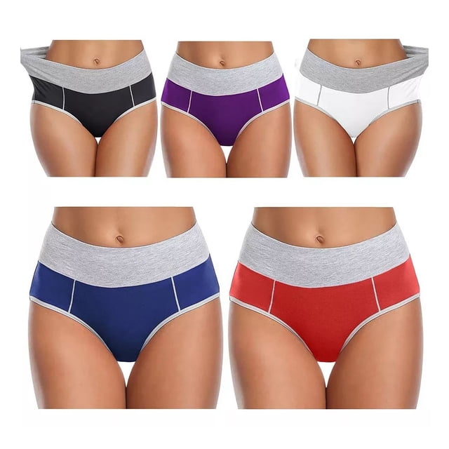 Calzoncillo Mujer Cintura Alta Braga Cómoda Algodón 5 Piezas