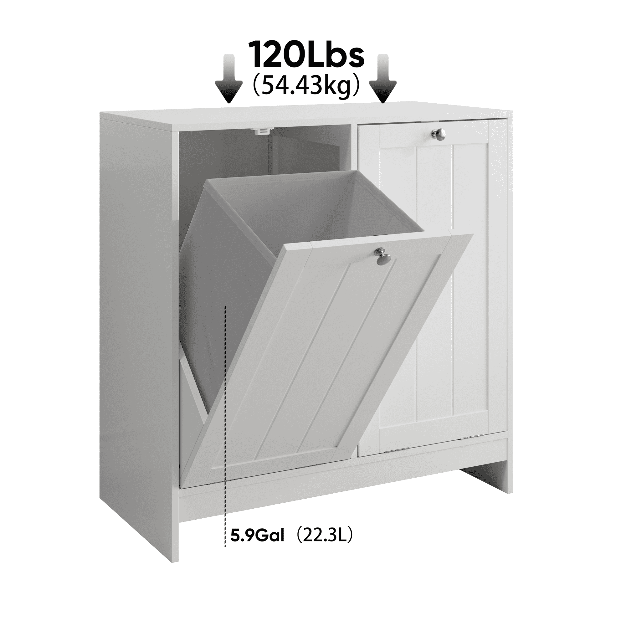 Leumius Tilt out Laundry Hamper with Removable Basket,Hidden Laundry Storage Cabinet,Free-Standing Home Organizer for Bathroom,Washroom,White