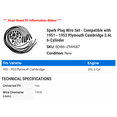 thumbnail image 2 of Spark Plug Wire Set - Compatible with 1951 - 1953 Plymouth Cambridge 3.6L 6-Cylinder 1952, 2 of 2