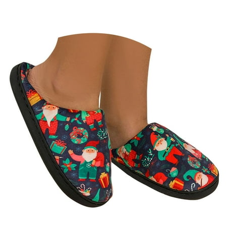 

Mepaouo Christmas House Slippers for Women Men Waterproof Fleece Lined Warm Bedroom Slides(Black 8)