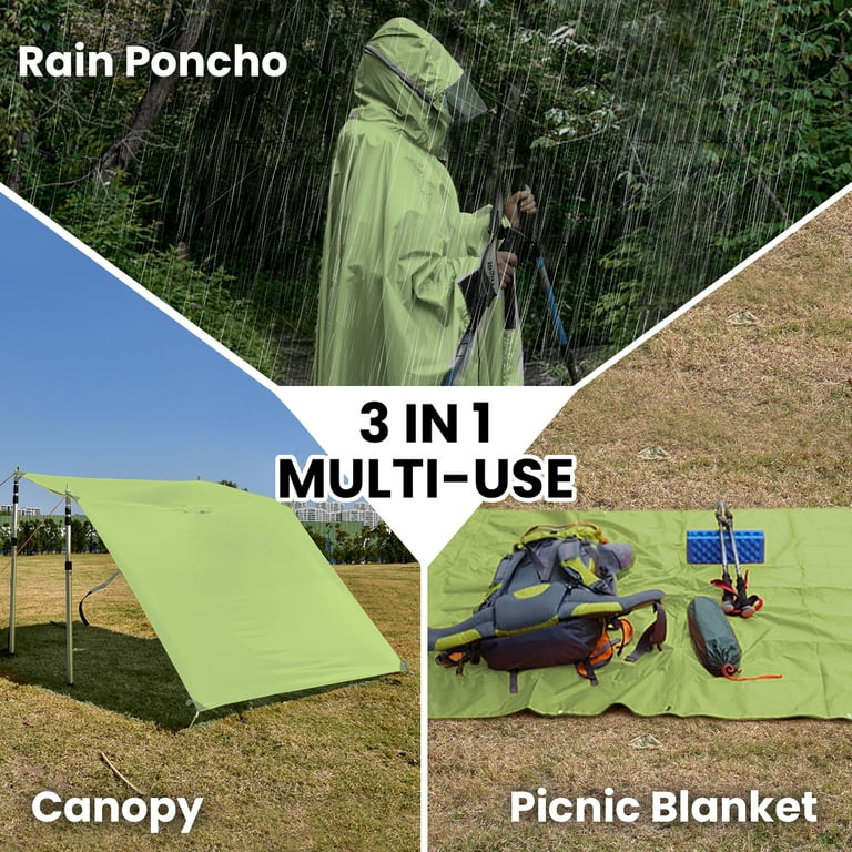ammoon Durable Hooded Rain Coat for Adults Waterproof Rain Poncho for  Hiking Camping 