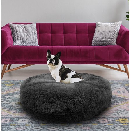 Bessie and Barnie Signature Wolfhound Grey Luxury Extra Plush Faux Fur Bagel Pet/ Dog Bed