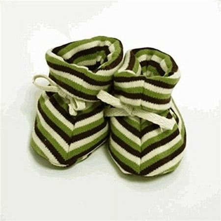 Sckoon Organic Baby Booties - Green Brown Stripe One Size