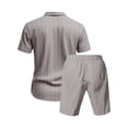 thumbnail image 5 of Ceisia Men's Linen Blend Striped 2 Piece Outfit Short Sleeve Button Down Shirt And Casual Shorts Set Gray XL Gift, 5 of 9