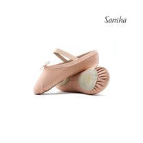 Sansha TUTU-SPLIT Youth Split-Sole Leather Ballet Shoes for Dance Class (2-Pack), Pink, Size L