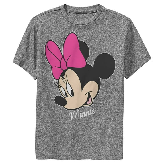 Boy's Mickey & Friends Minnie Mouse Portrait Performance Graphic Tee Charcoal Heather Medium