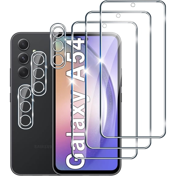 【3 3 PACK】 Designed for Samsung Galaxy A54 Screen Protector and Camera Lens Protector, 9H Hardness, Galaxy A54 Tempered Glass cell Phone Film HD Clear