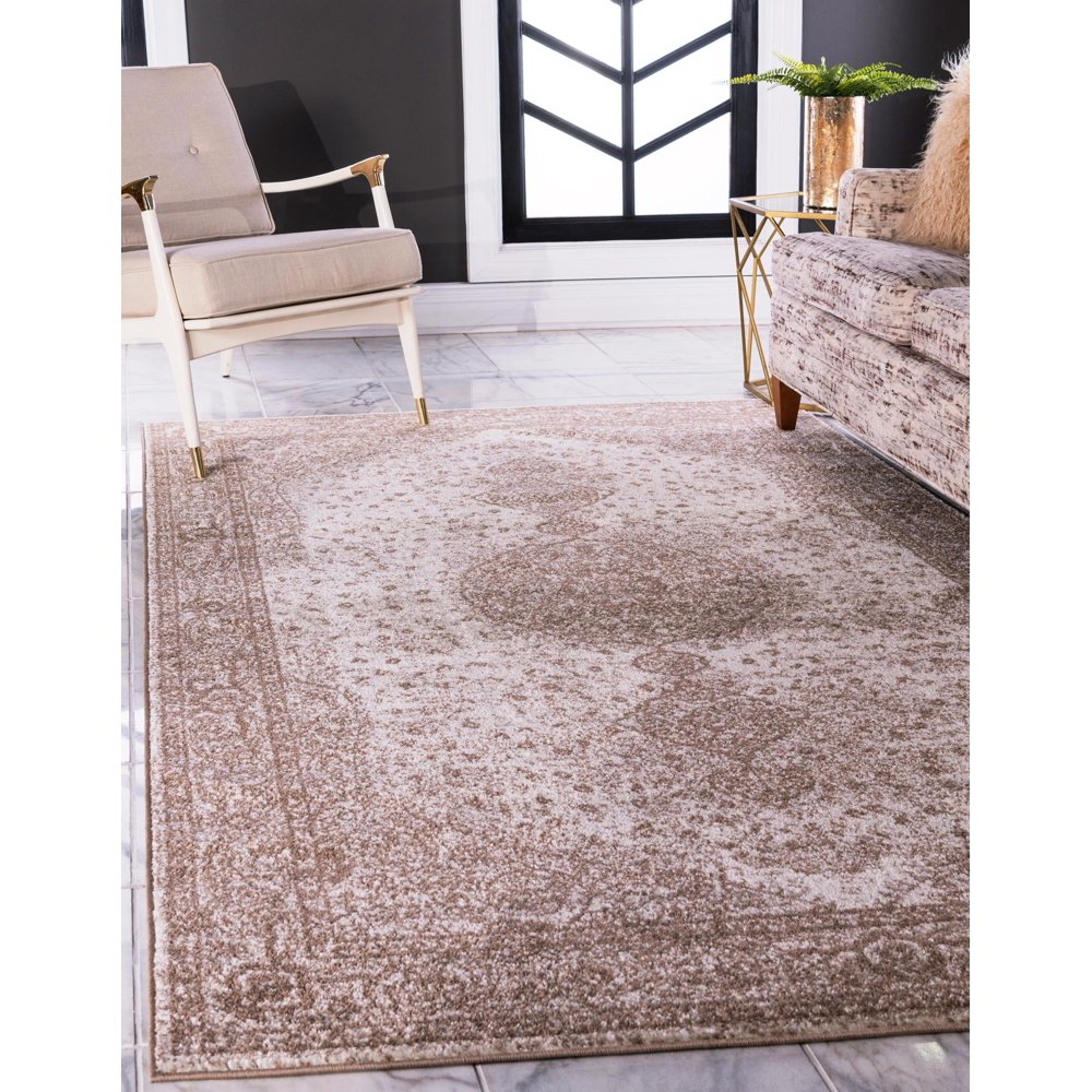 Dover Collection Rug 4' x 6' Light Brown LowPile Rug
